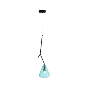 Frosted blue glass pendant light for dining coffee shop