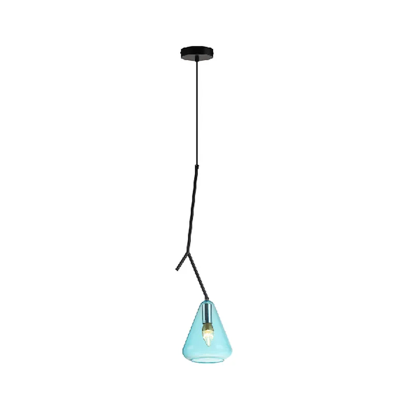 Frosted blue glass pendant light for dining coffee shop