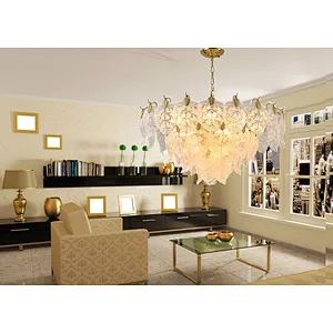 Italian-style modern chandelier luxury with large leaves living room glass chandelier
