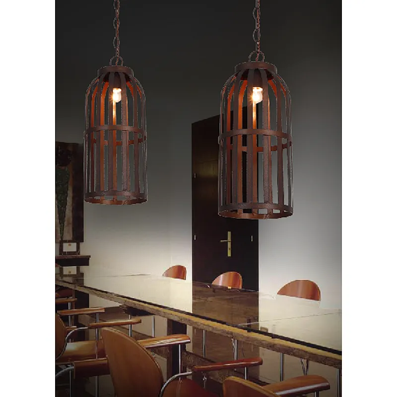 Nordic style retro metal cage painting pendant light E27