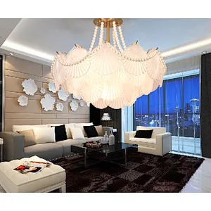 2023 French style modern luxury shell chandelier with pearl