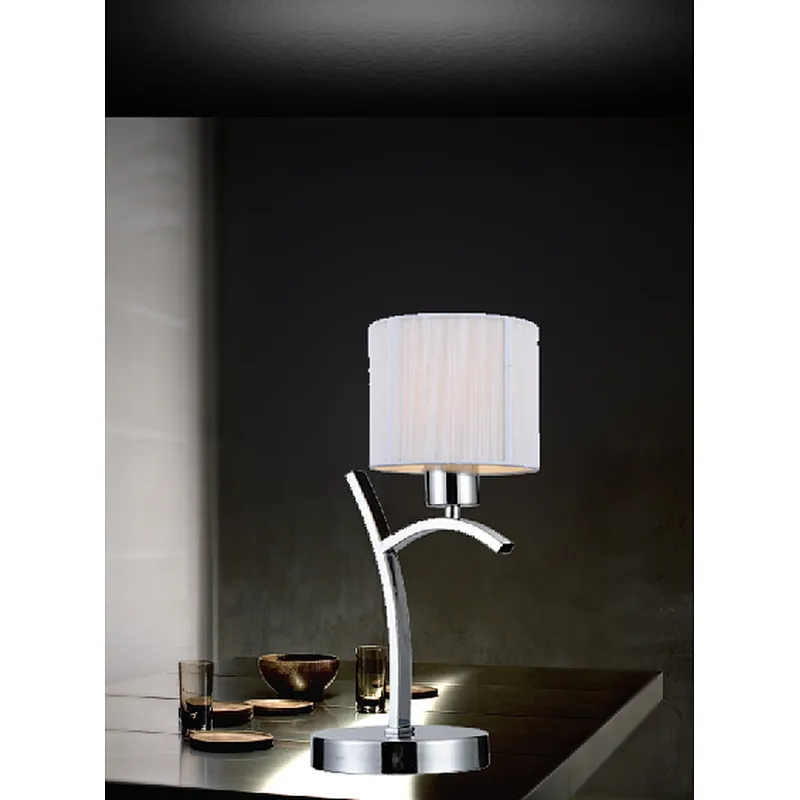 European style classic chrome table lamp E14 with fabric
