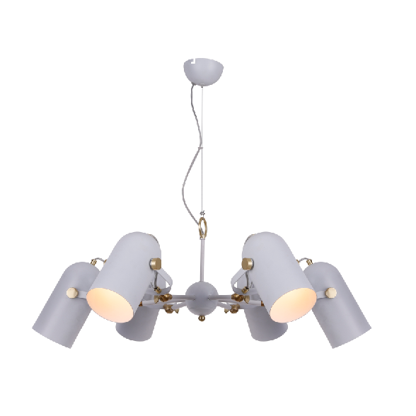 American modern matte white 6 heads metal chandelier lamp