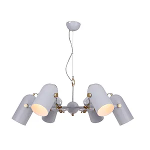 American modern matte white 6 heads metal chandelier lamp