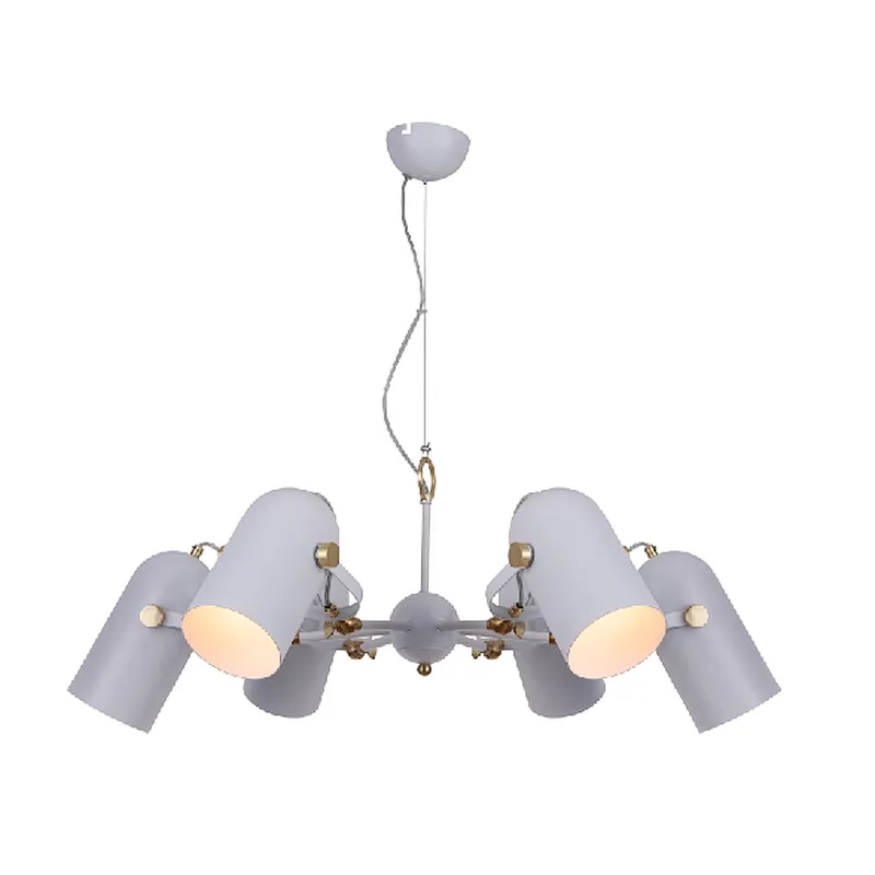 American modern matte white 6 heads metal chandelier lamp
