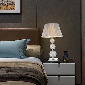 European modern table lamp with sliver fabric good quality study bedside table lamp