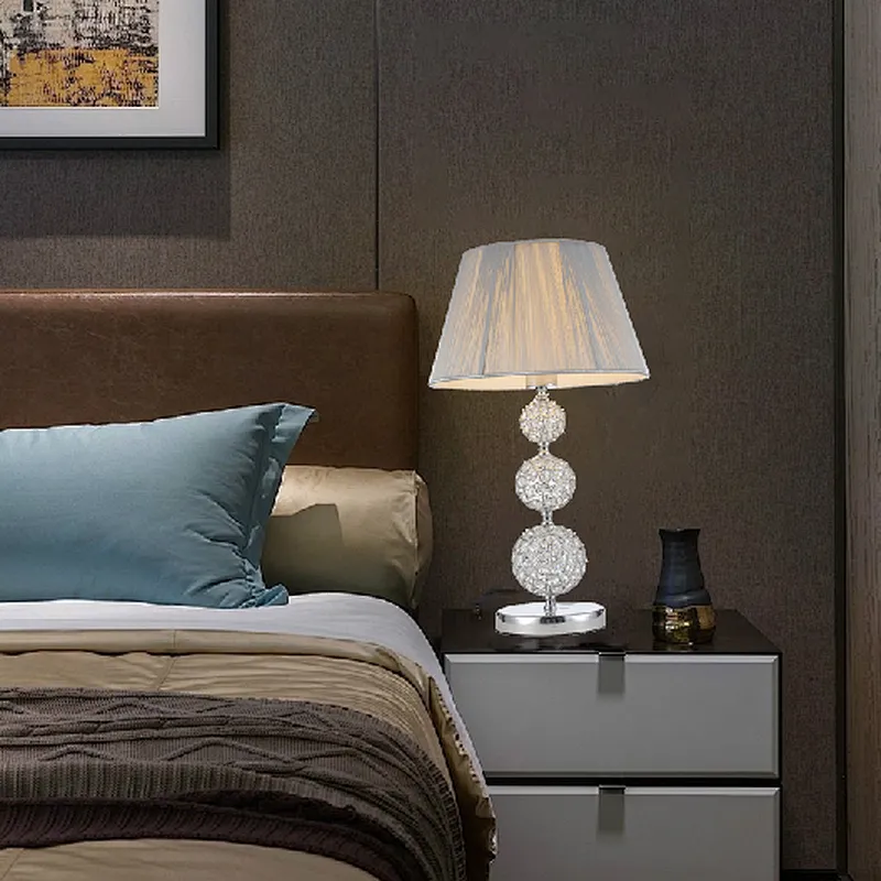 European modern table lamp with sliver fabric good quality study bedside table lamp