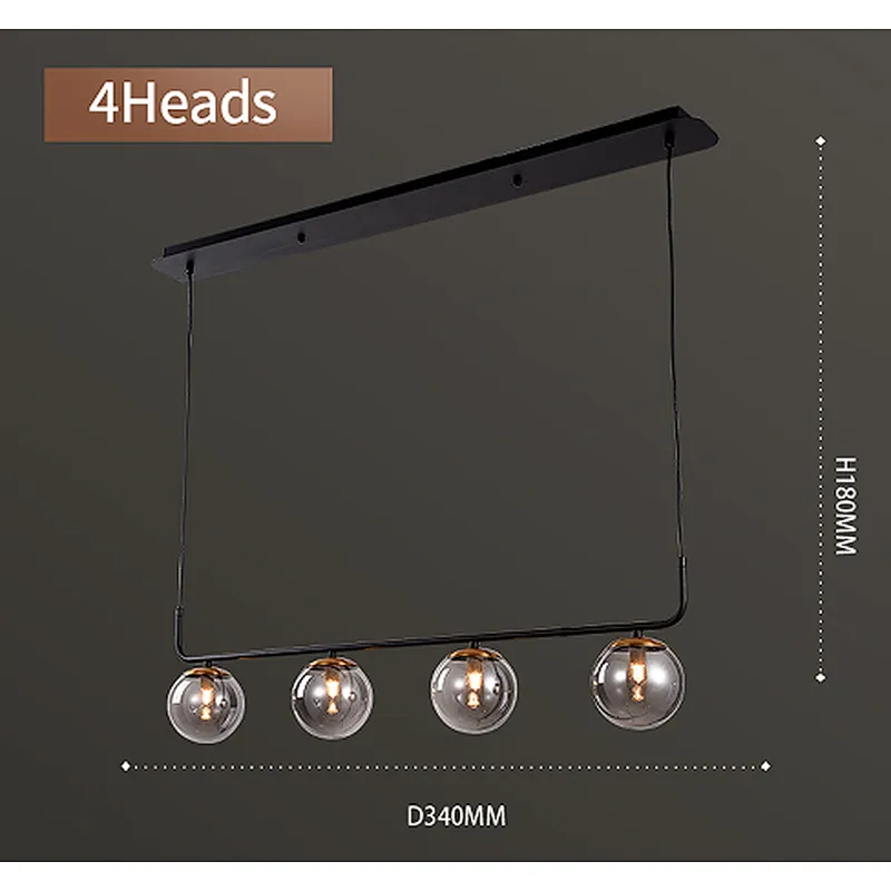 Nordic modern fashion 4 lights black ceiling pendant light