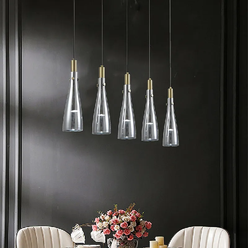 2022 Nordic style modern glass pendant light beautiful fashion 5 lights pendant lamp for living room dining kitchen