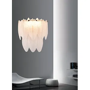 Italian style indoor modern glass feather wall lamp luxury