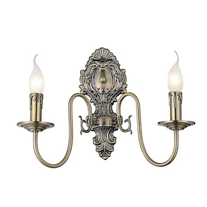 Nordic traditional antique brass iron art candle wall lamp