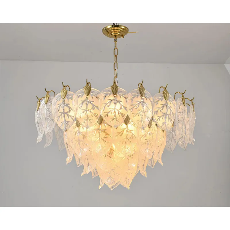 Italian-style modern chandelier luxury with large leaves living room glass chandelier