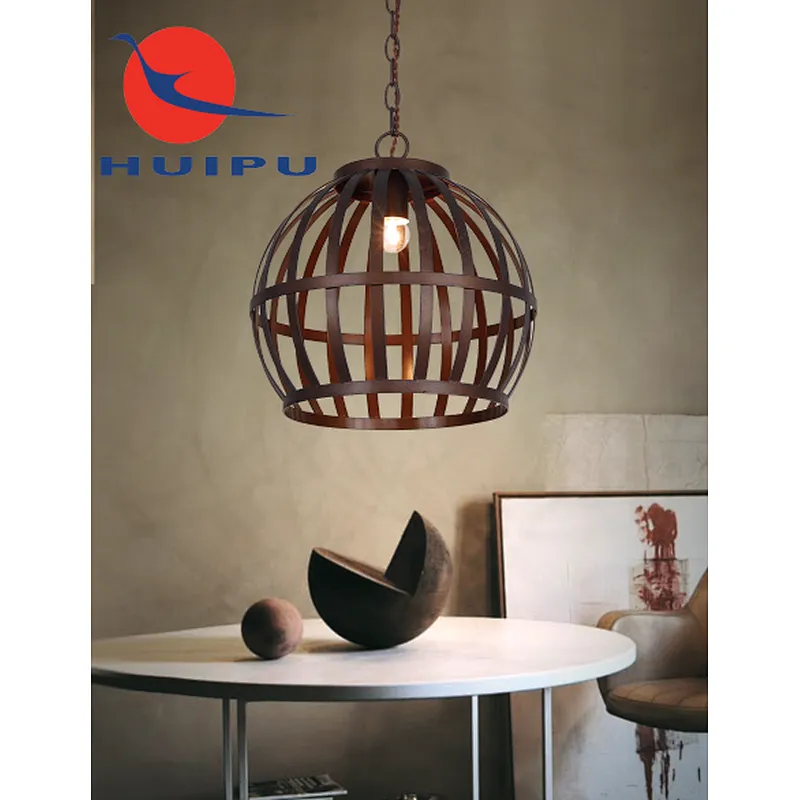 Nordic style retro metal cage painting pendant light E27