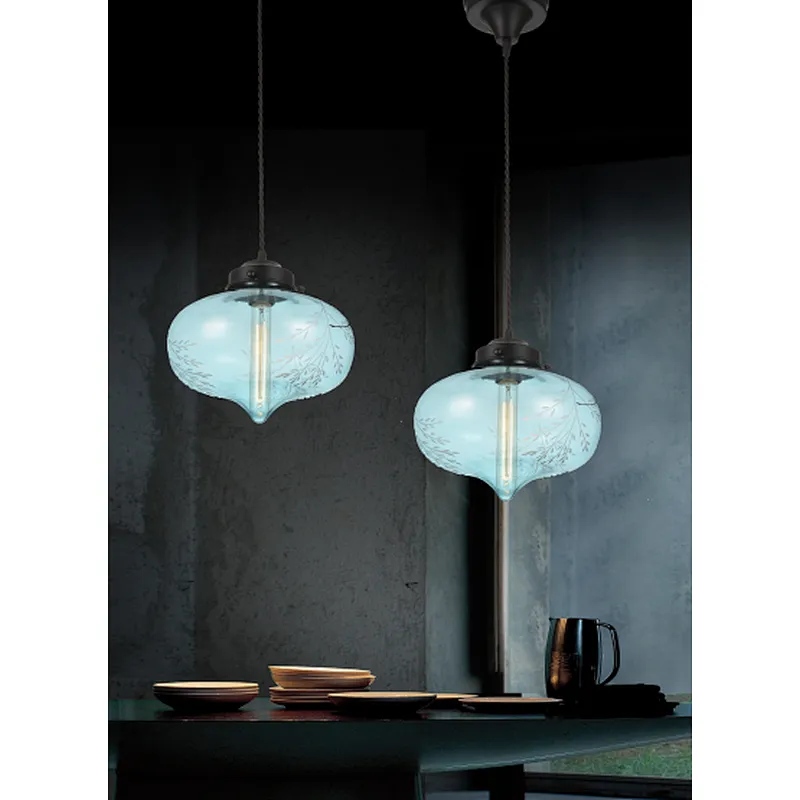 Chinese hot sale classical bule glass pendant light indoor