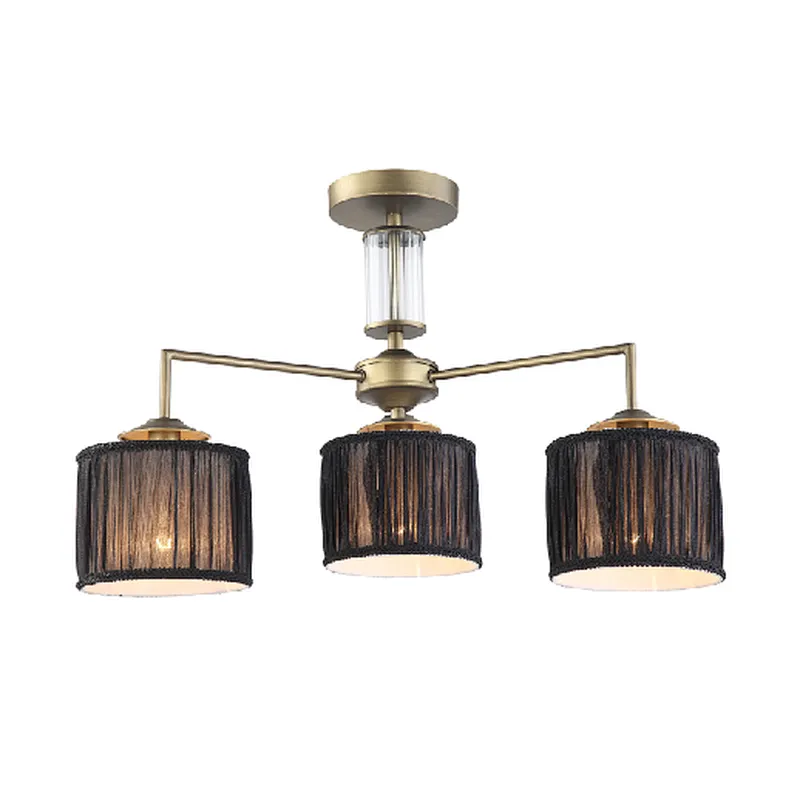 European traditional vintage black cloth ceiling lamp