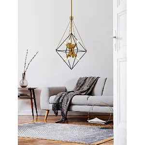 Industrial pendant light brass and black metal pendant lamp