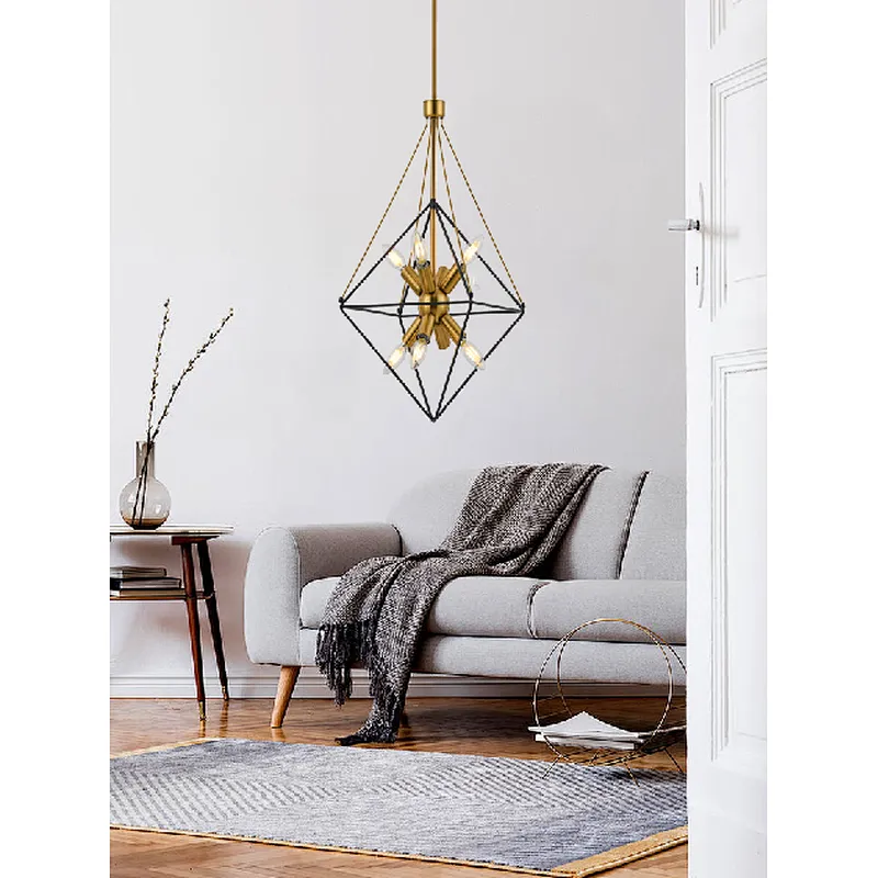 Industrial pendant light brass and black metal pendant lamp
