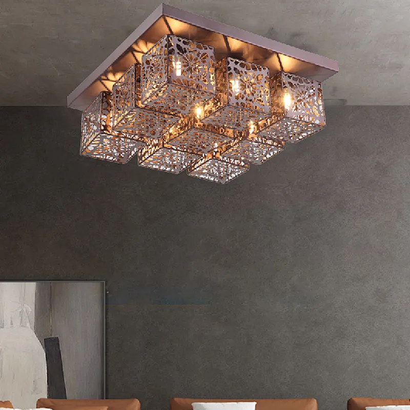 Industrial rustic brown flush mount ceiling light