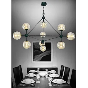 European style postmodern black chandelier with glass shade