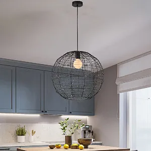 European classic dumb black metal ball dining room pendant lamp made in China