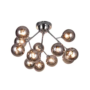 Nordic modern fashion ceiling lamp with smoke grey glass