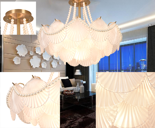 2023 New design French style modern luxury shell chandelier