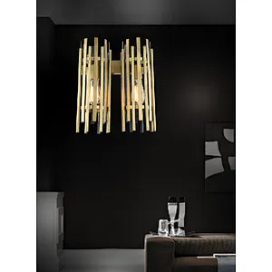American industrial style iron 2 lights gold wall lamp