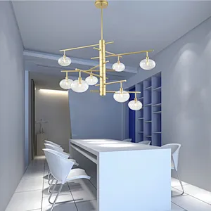 European Modern luxury elegant gold pendant light with glass shade beautiful high quality LED chandelier