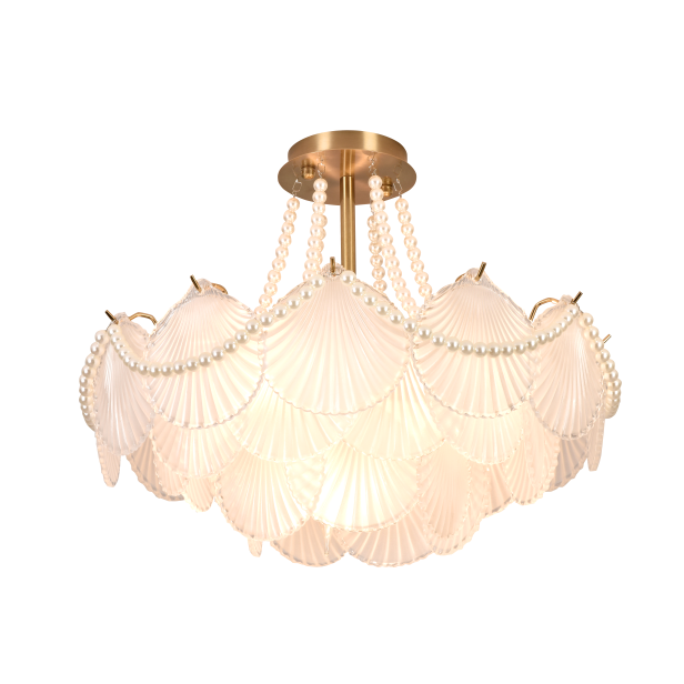 2023 French style modern luxury shell chandelier with pearl