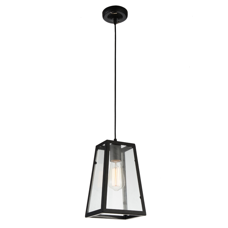 Chinese vintage glass pendant light black metal E27 lamp