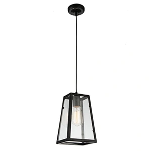 Chinese vintage glass pendant light black metal E27 lamp