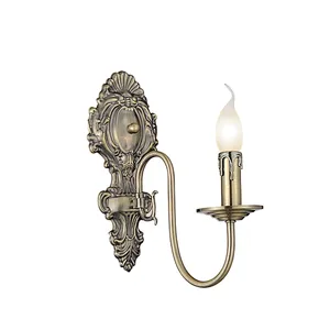 Nordic traditional retro antique brass candle wall lamp metal