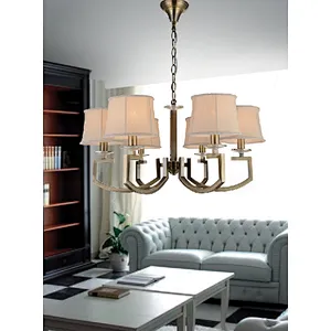 Dubai style traditional classic antique brass chandelier with fabric