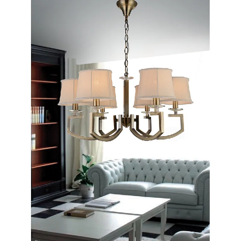 Dubai style traditional classic antique brass chandelier with fabric
