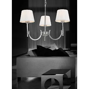 European modern chrome main chandelier with white fabric