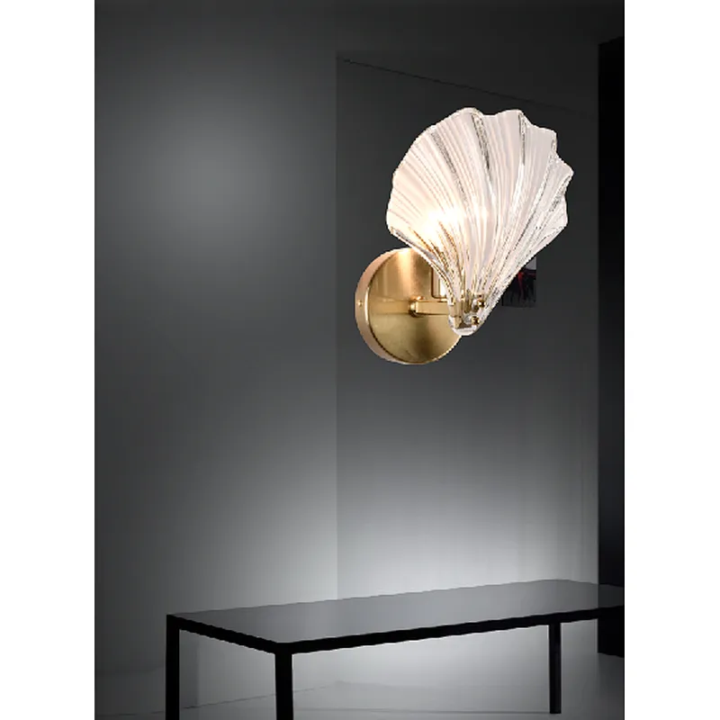 Italian style modern luxury clear shell wall lamp glass indoor wall luminaire