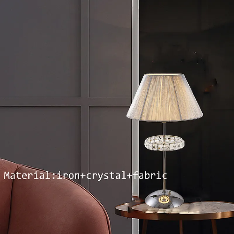 Europe type postmodern classic silver brushed cloth cover table lamp