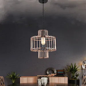 rustic iron rose gold pendant light