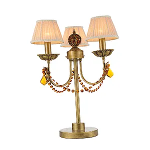 European style traditional classic crystal 3 lights table lamp