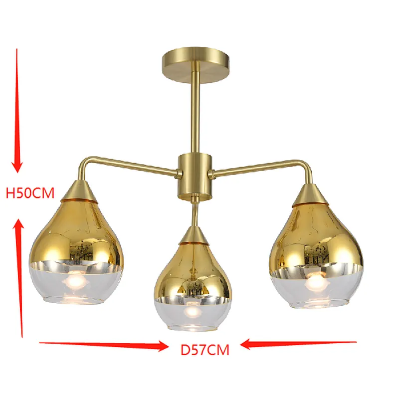 High quality Dubai Style luxury modern glass ceiling light gold