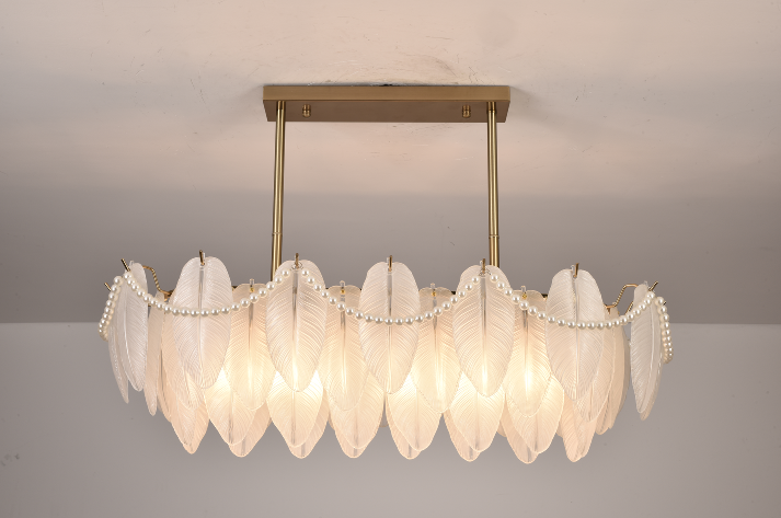 Italian style luxury modern living room chandelier feather pearls chandelier lamp