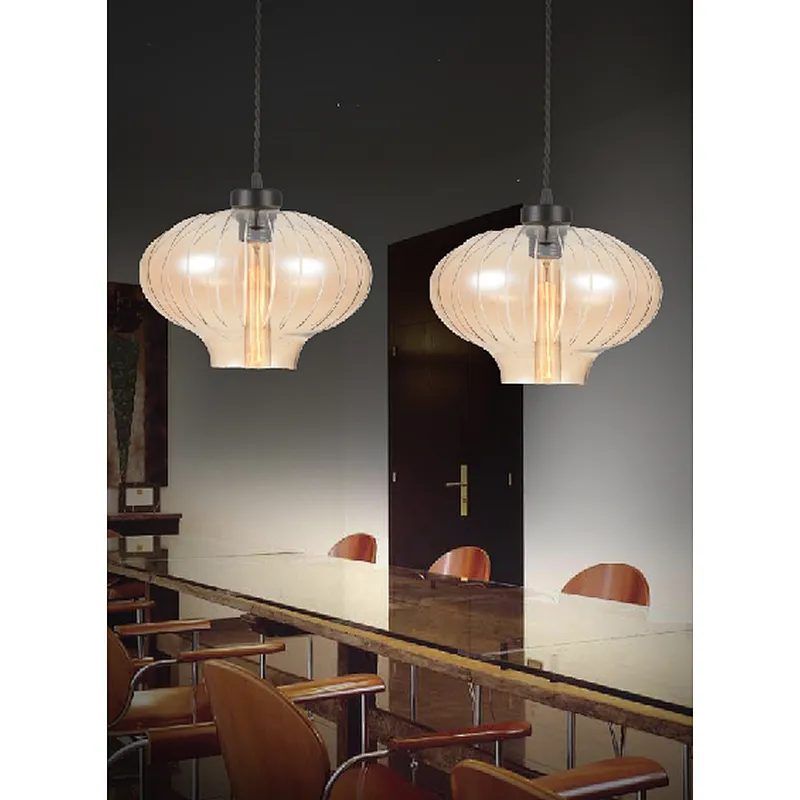 classic amber glass pendant light for kitchen dining