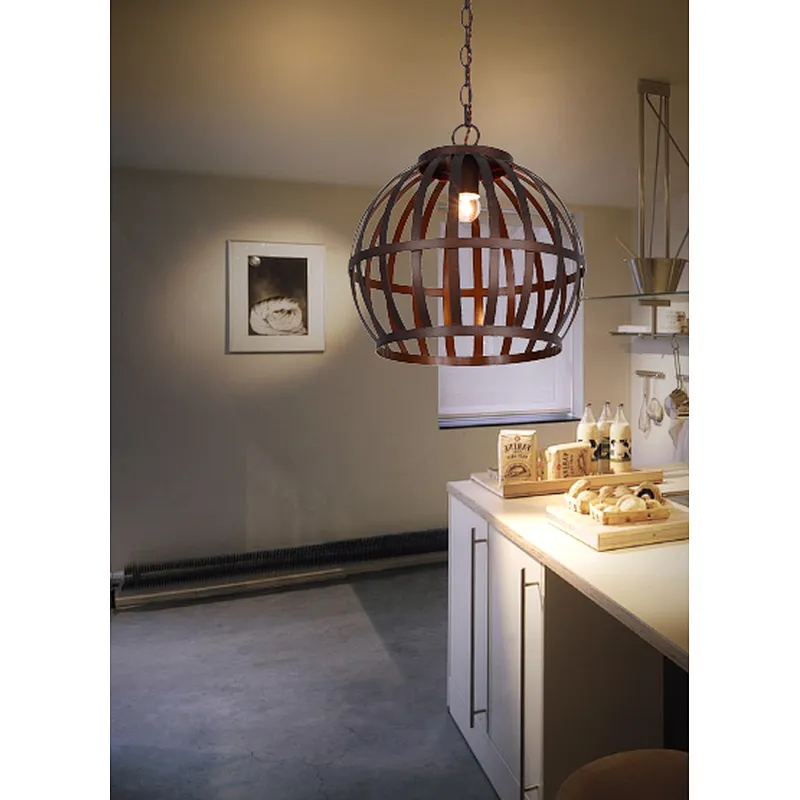 Nordic style retro metal cage painting pendant light E27