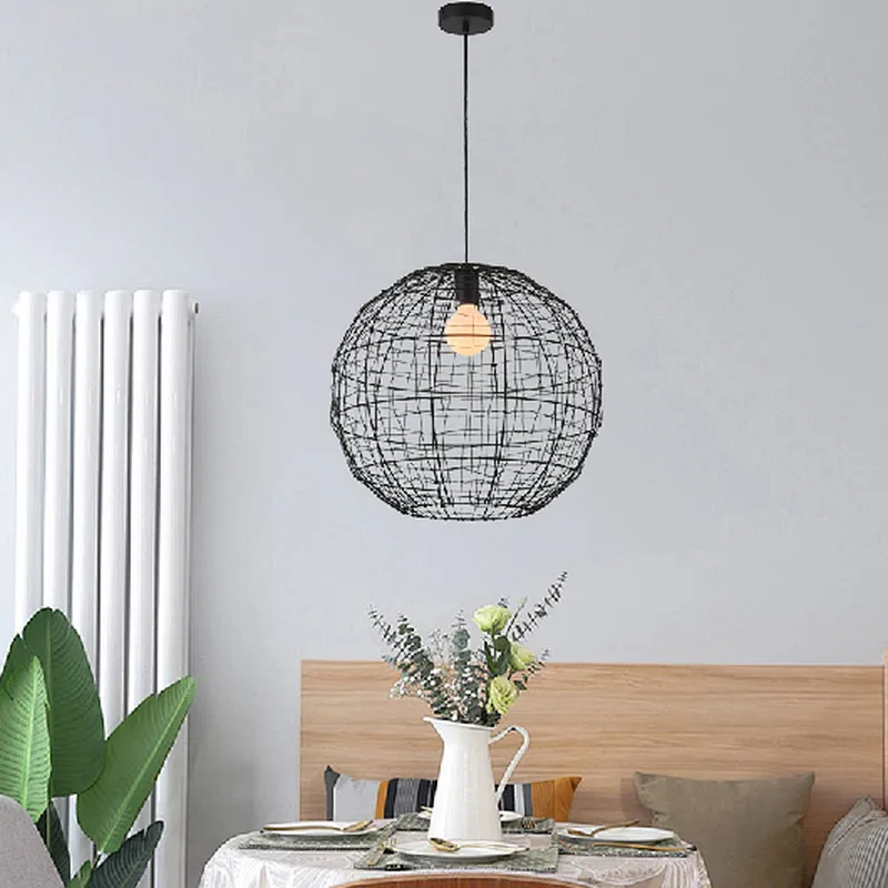 Industrial rustic painting cage light metal ball dining pendant light
