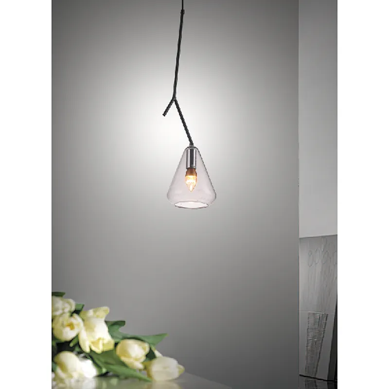 Nordic modern simple smoke grey glass pendant light