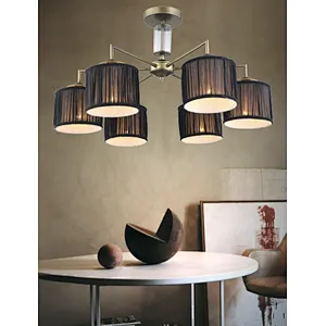 European traditional vintage black cloth ceiling lamp
