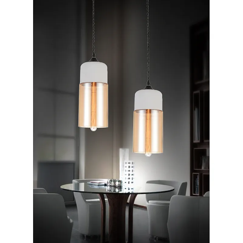 Nordic style modern simple amber glass dining pendant light
