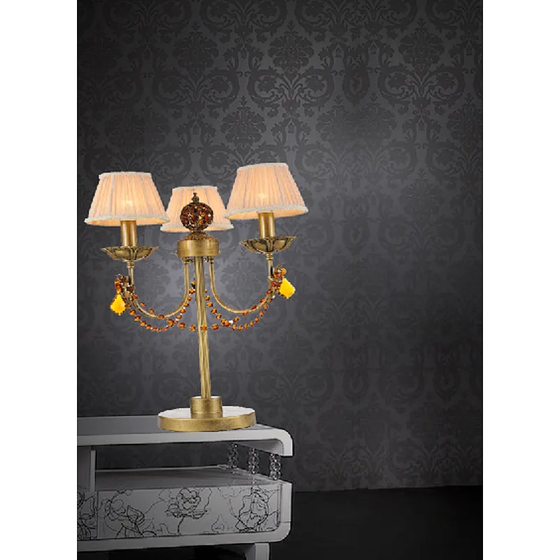 European style traditional classic crystal 3 lights table lamp