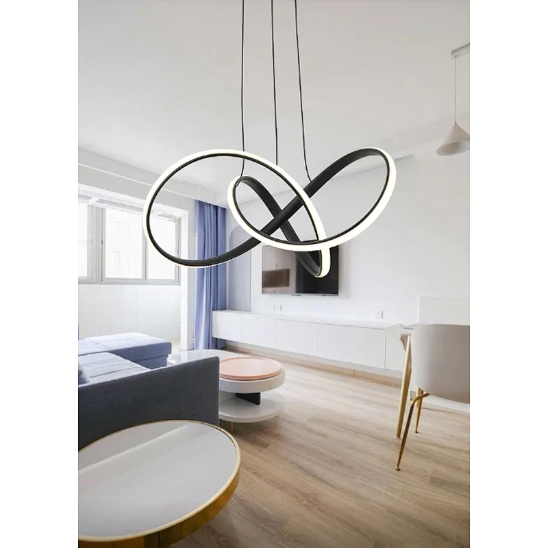 Nordic modern creative 42W matt black aluminum LED pendant light