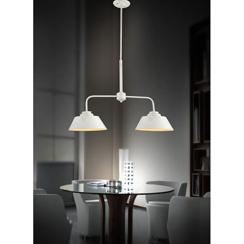 European vintage white brushed gold painting pendant light